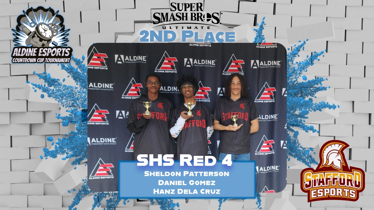 Aldine Esports (@aldineesports) on Twitter photo 📢 HUGE congrats to Stafford HS Red 4 for placing second in Smash Bros Ultimate in our Aldine Esports Countdown Cup Tournament this past weekend! 🏆<a href="/SMSDEsports/">Stafford Spartans Esports</a> <a href="/coltberry/">Coach Berry</a> <a href="/TEXSEF/">Texas Scholastic Esports Federation</a> 📢 HUGE congrats to Stafford HS Red 4 for placing second in Smash Bros Ultimate in our Aldine Esports Countdown Cup Tournament this past weekend! 🏆<a href="/SMSDEsports/">Stafford Spartans Esports</a> <a href="/coltberry/">Coach Berry</a> <a href="/TEXSEF/">Texas Scholastic Esports Federation</a>