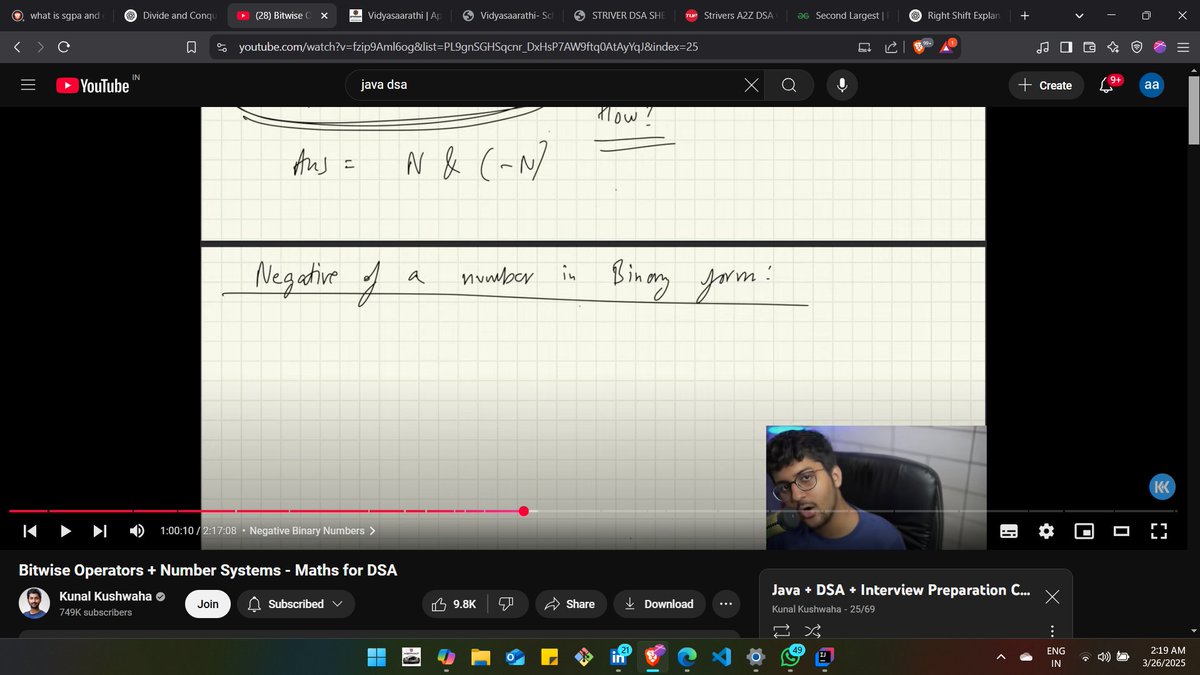 Ansh_Gupta20's tweet image. "Progress update: 🚀 Learning DSA with @kunalstwt and diving into bitwise operators today! 🧠 These tiny operations are incredibly powerful for problem-solving. 🔥 Onward and upward! #DSA #BitwiseOperators #CodingJourney"
You are Amazing @kunalstwt .