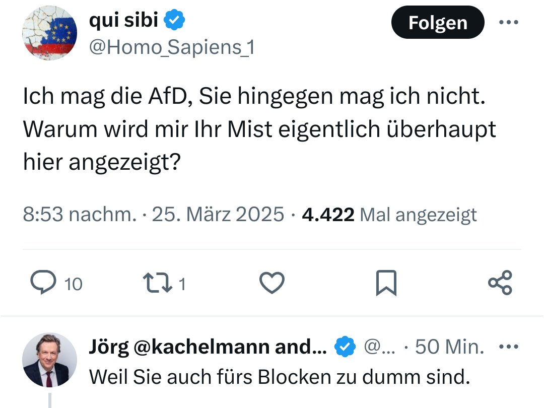 Helgo 📯 (@helgol) on Twitter photo Ich lachte so sehr.
Geiler Konter von <a href="/Kachelmann/">Jörg @kachelmann anderswo: @realkachelmann</a> auf einen braunen Schmierlappen. Ich lachte so sehr.
Geiler Konter von <a href="/Kachelmann/">Jörg @kachelmann anderswo: @realkachelmann</a> auf einen braunen Schmierlappen.