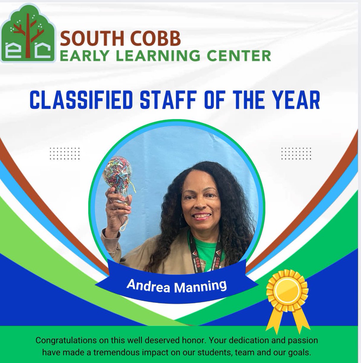 cobb__ELC's tweet image. Congratulations to our CEOTY Nurse Manning &amp;amp; our TOTY Ms. Erb! You both are an amazing part of #SCELC #earlylearning