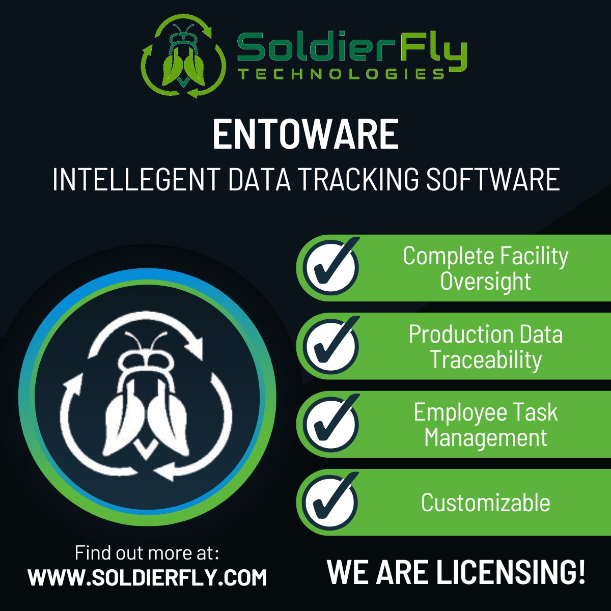 🚀 Meet Entoware - The Smart Solution for Insect Farming Success!

Running a Black Soldier Fly operation? Our industry-leading software takes the guesswork out of production management. Built by farmers, for farmers.

#InsectFarming #Sustainability #AgTech