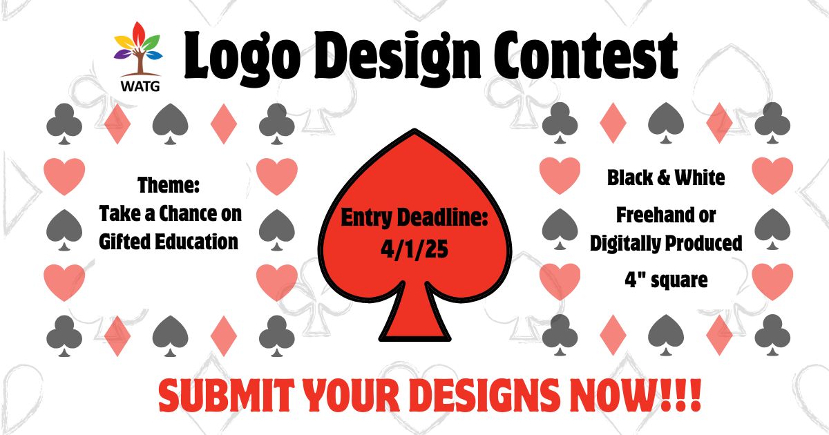 Each year we invite students to showcase their artistic talent by designing a logo that represents our conference. Don't miss this opportunity to make your mark! The deadline is quickly approaching! Go to watg.org/Logo_Contest for details and submission info.