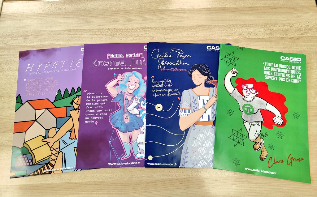 EtwTerp's tweet image. Un grand merci à @CasioEduFrance pour les cahiers d&apos;activité offerts à nos élèves de 3e ayant participé au &quot;Rallye Lecture BM² BiblioMaths Mobile&quot;, pour les superbes posters de femmes scientifiques, les autocollants et le joli tote bag 🙂
#casio #bibliomathsobile #womendoscience