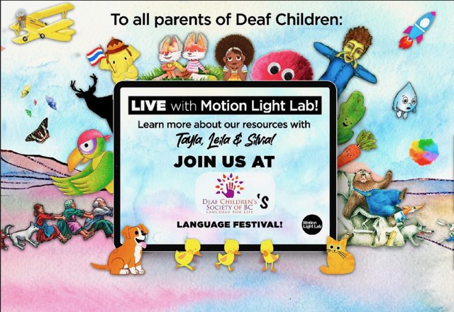 Join the Deaf Children’s Society to celebrate language, creativity, and innovation using storytelling, technology, and visual language.

March 27/28, 9:30-11:30 AM

Burnaby Library 
Live Streaming: us06web.zoom.us/j/5801489910?p….