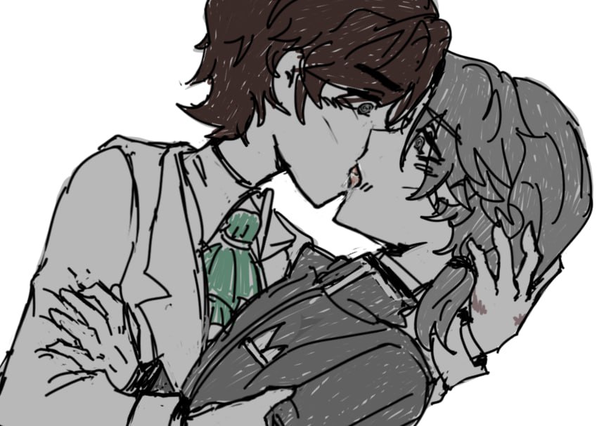 aesop_bestboy's tweet image. heya (￢‿￢ ) now they are kissing  VERY HARD + a slightly closer version because this scene looks exciting 
here is your food, my dear orphysopians 
hope you like it 🖋️⚰️
#aesopcarl #orpheus #embalmer #novelist #orphsop #IdentityV