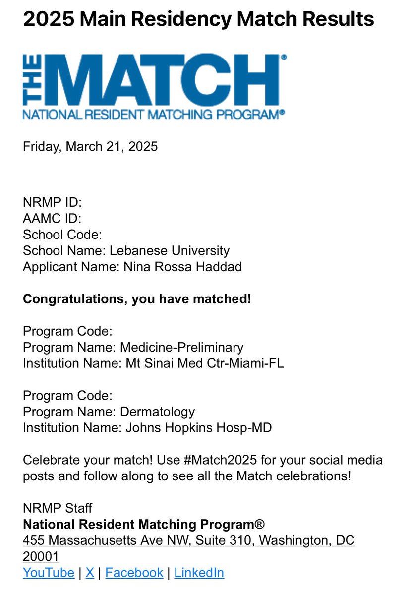 Beyond thrilled and grateful to join <a href="/HopkinsMedicine/">Johns Hopkins Medicine</a> for my #Dermatology residency! Endless gratitude to my mentors who made this possible. To IMGs: keep pushing! Your goals are within reach. #match2025