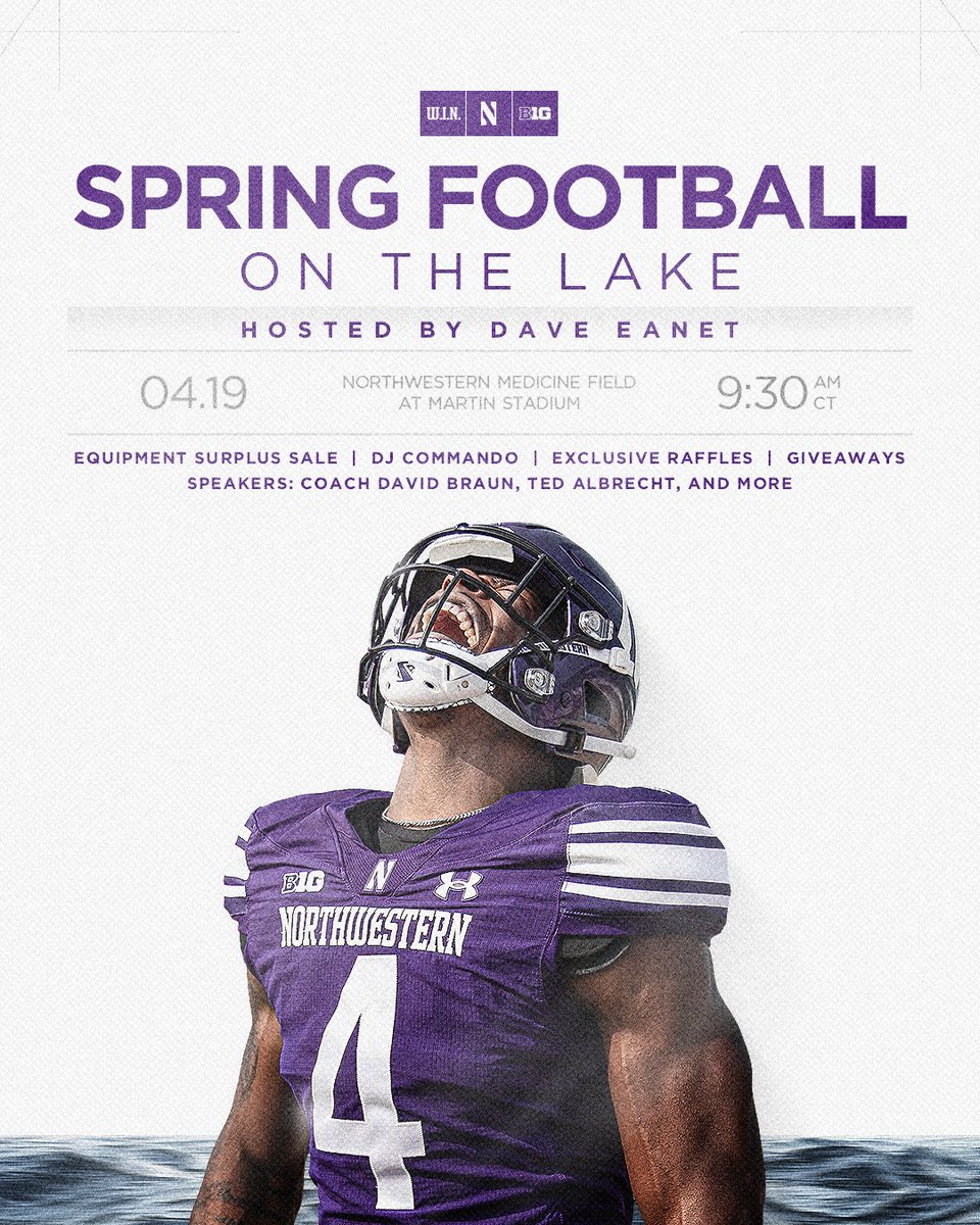 Spring Football On The Lake 🌊

Fans are invited to Northwestern Medicine Field at Martin Stadium on Saturday, April 19 for an open spring practice!
