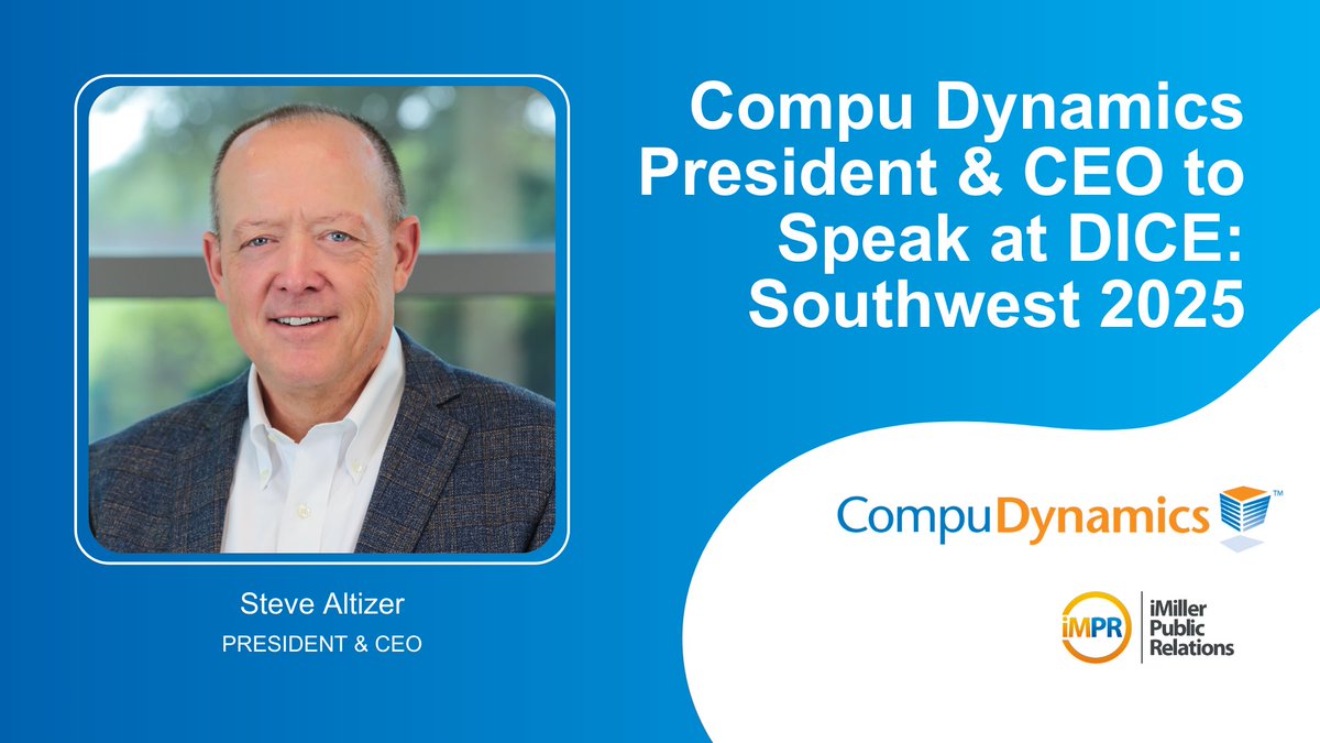 iMillerPR's tweet photo. Steve Altizer, President & CEO of #CompuDynamics, is set to speak at the upcoming #DICESouthwest 2025 event on April 1st in Scottsdale, AZ. He will join other panelists to discuss the challenges in #datacenter cooling and power management. @uptimeInNoTime
https://t.co/8bAlg5ASFv https://t.co/vv5DAky59e