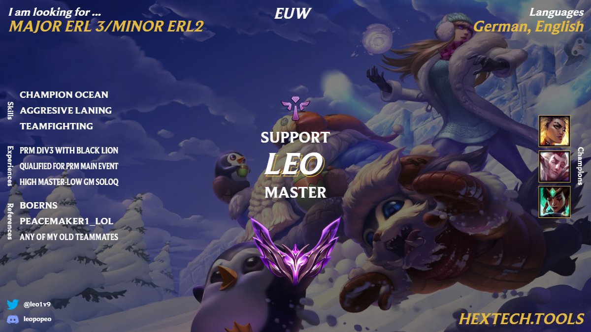 After this up and down split with Black Lion im exploring my options for the next split. Im mostly looking for PRM div 3 but im open for every opportunity. Just dm me on Twitter or Discord
