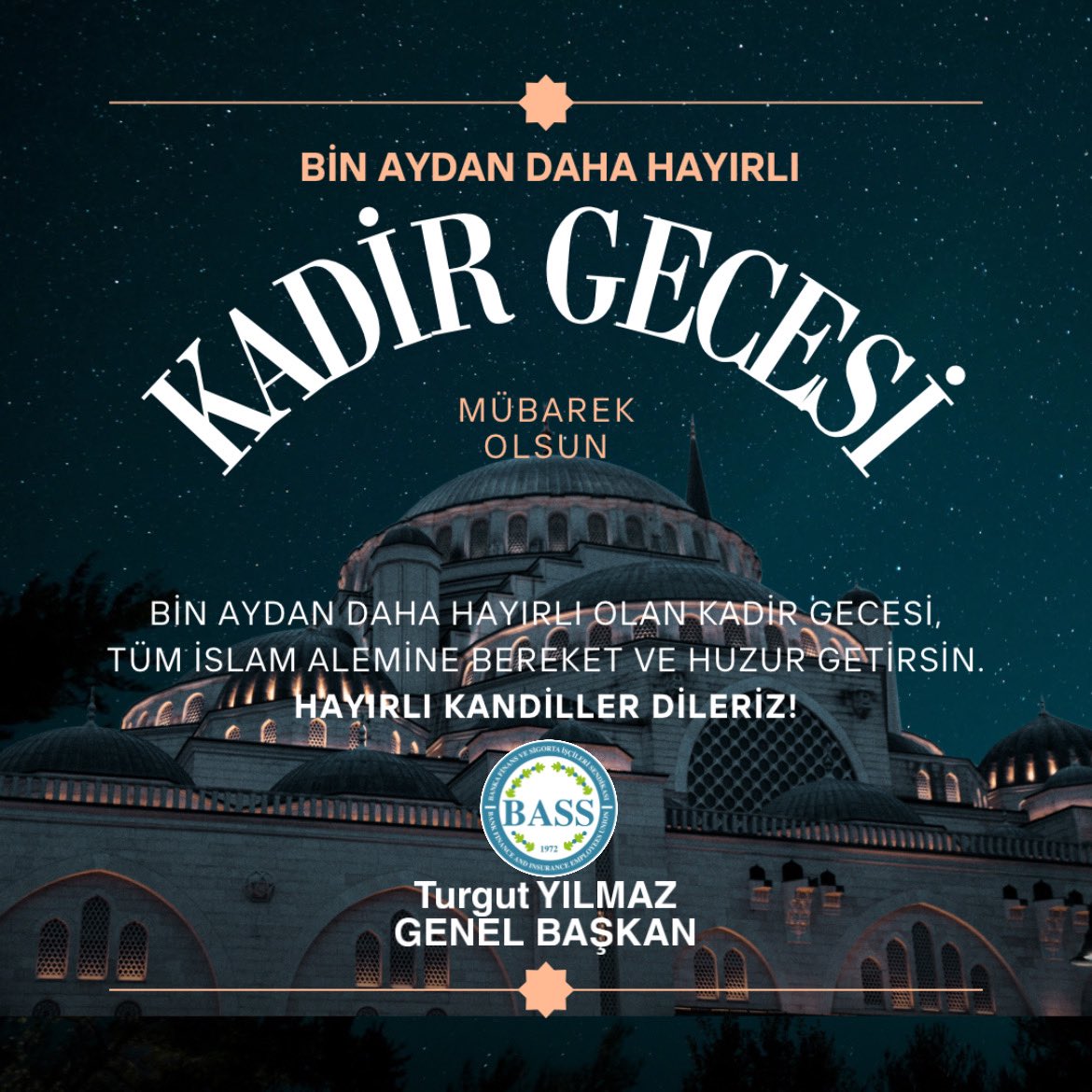 Bin aydan daha hayırlı olan Kadir gecesi tüm islam alemine bereket ve huzur getirsin.#KadirGecemizMuebarekOlsun