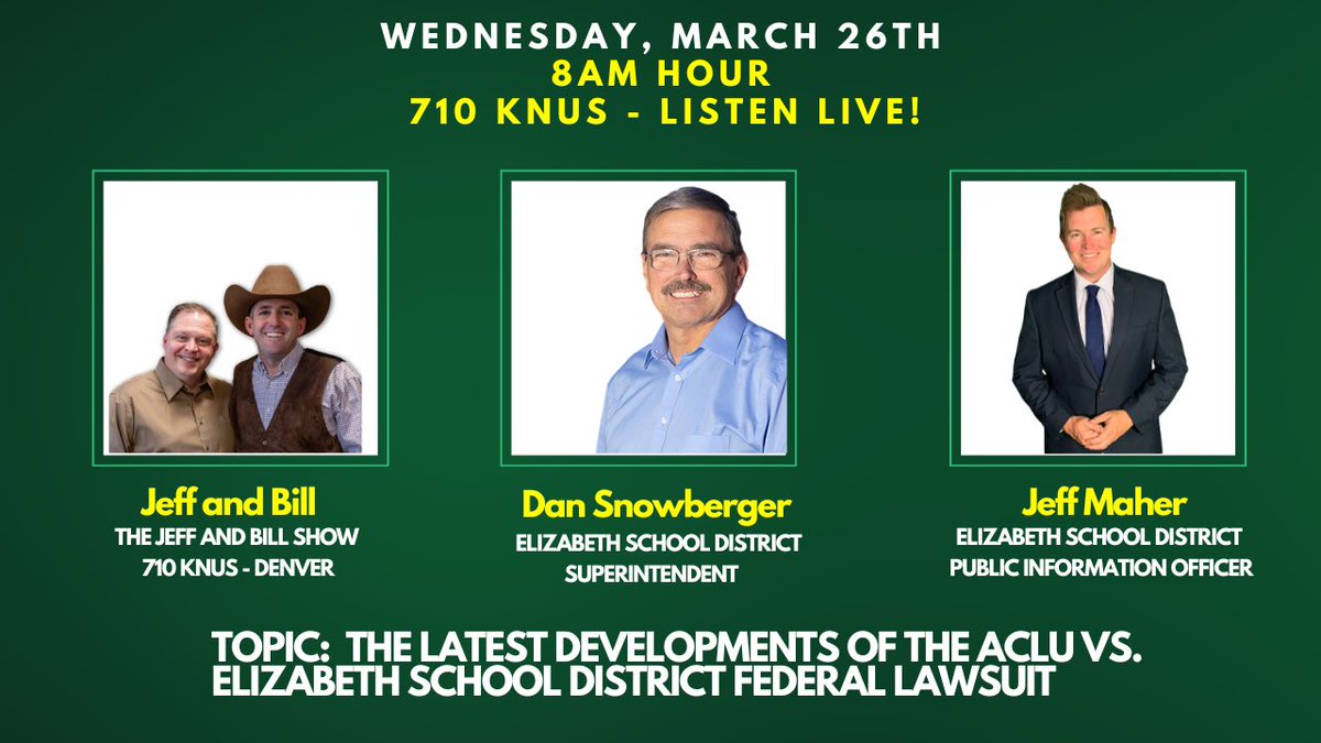 Looking forward to this discussion tomorrow with <a href="/jeffhunt/">Jeff Hunt</a> on <a href="/710KNUS/">710 KNUS Denver</a> — many developments on the ACLU case since our last appearance. See you bright and early! 🎙️