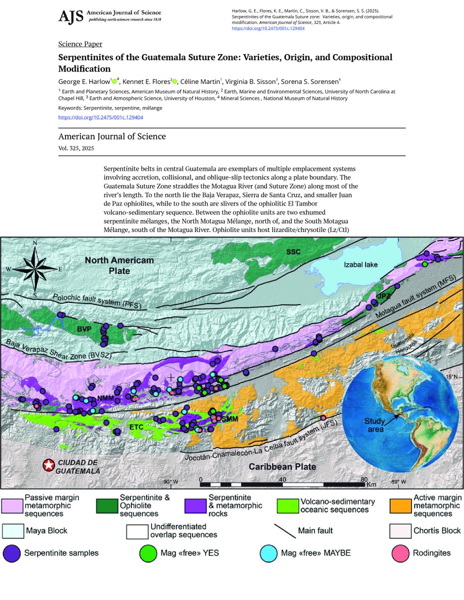 Paper Alert 📢 Serpentinites of the Guatemala Suture Zone (GSZ) 🪨💚⚒ ajsonline.org/article/129404