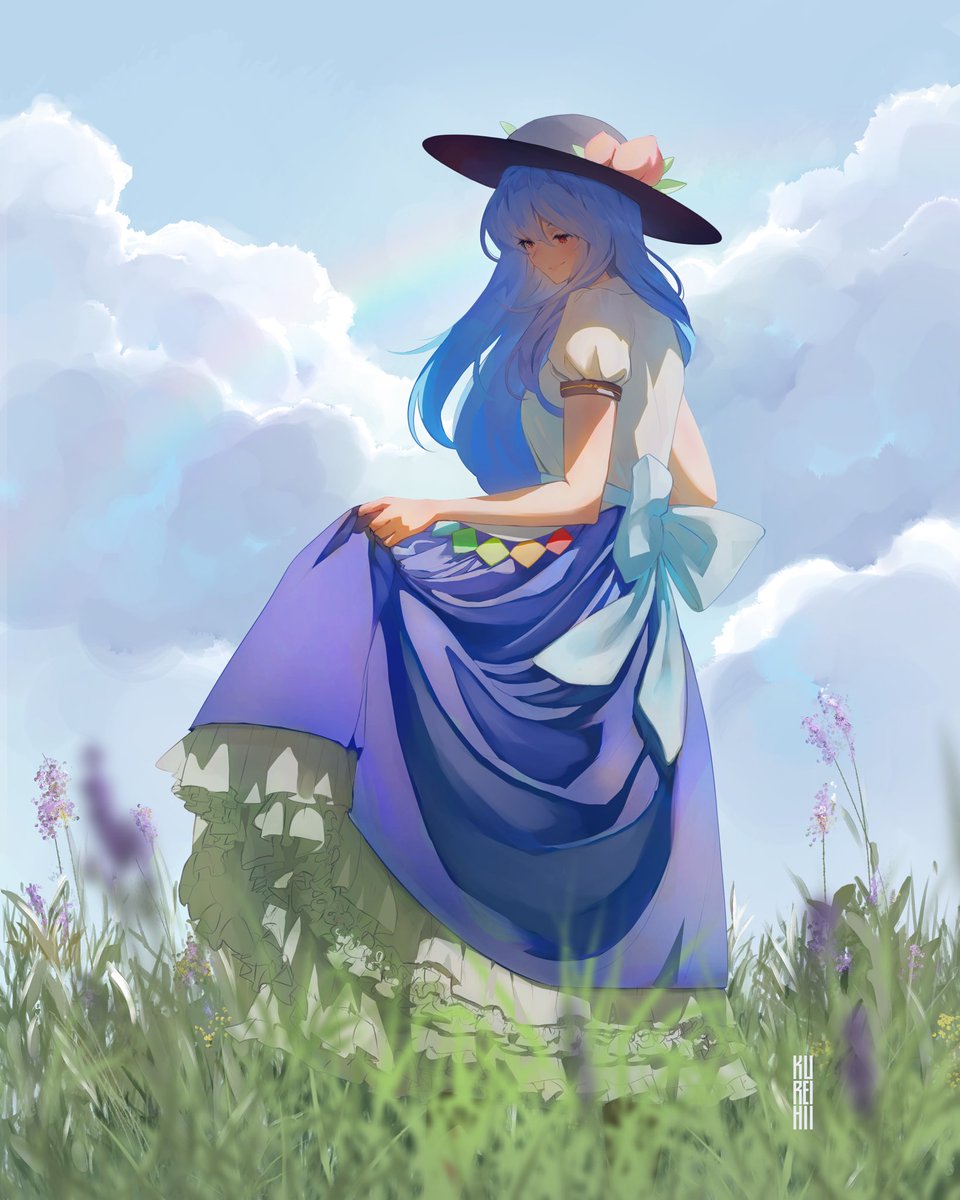 kureihii's tweet image. Tenshi Hinanawi in the sun