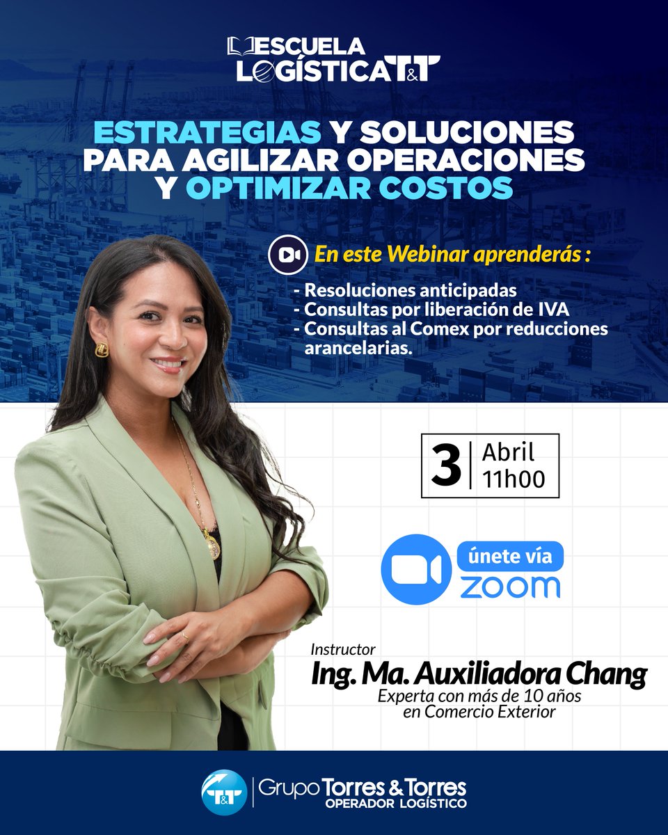 🚢💼 ¿Quieres mejorar tus procesos logísticos y reducir costos?
¡Este webinar es para ti!
Aprende sobre:
✅ Resoluciones anticipadas
✅ Consultas para liberación de IVA
✅ Consultas al Comex por reducciones arancelarias
🔗 Regístrate : forms.gle/RGMePk4rAe8Zc6…
📅 03/04/25🕚11 AM