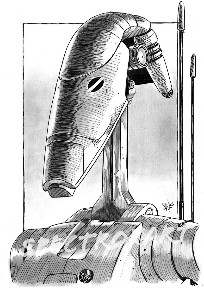 "Roger Roger." B1 Battle Droid (Star Wars).

#starwars #starwarsprequels #clonewars #battledroids #b1battledroid #penandink #artcommission 

A4 Ball-Point Pen &amp; Pencil.

ebay.co.uk/usr/spectroxart
spectroxart.etsy.com