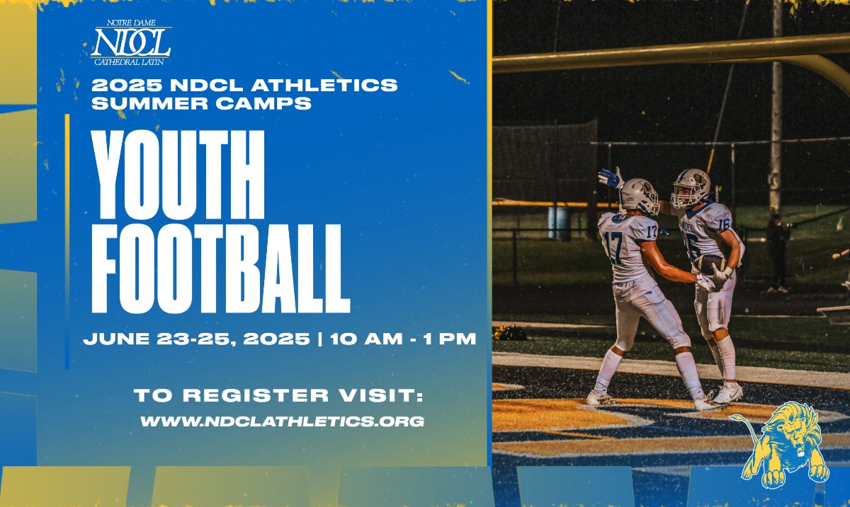 The NDCL Football program excited to announce the date for their 2025 summer camp! The camp will go from June 23rd to June 25th from 10 AM - 1 PM in Lion Stadium. 🏈🦁

To register and for more information on all of our athletics summer camps visit: ndclathletics.org/camps