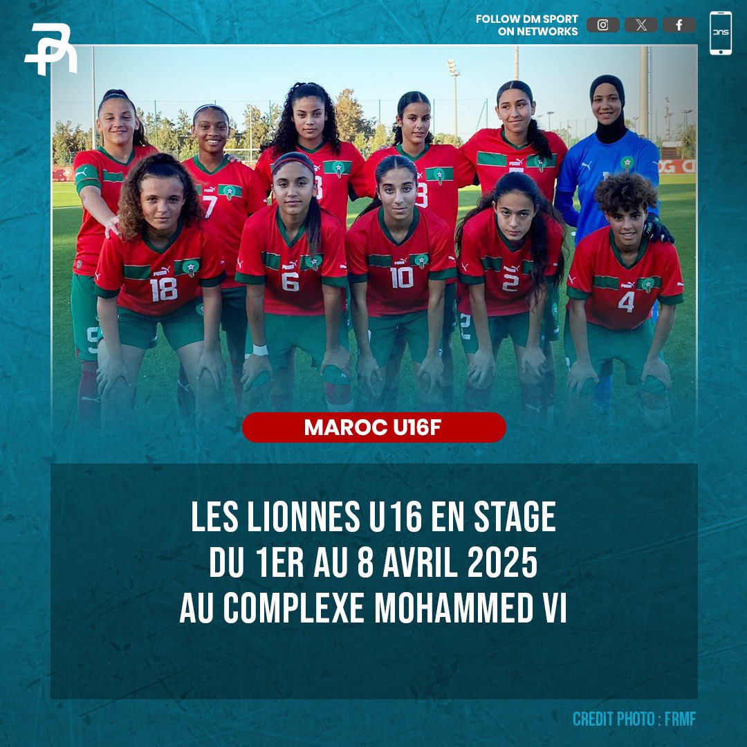 🇲🇦 Les Lionnes U16 en stage !

L’équipe féminine U16 sera en rassemblement du 1er au 8 avril 2025 au Complexe Mohammed VI, en préparation pour les futures échéances, dont les prochaines Coupes du Monde U17 au Maroc.