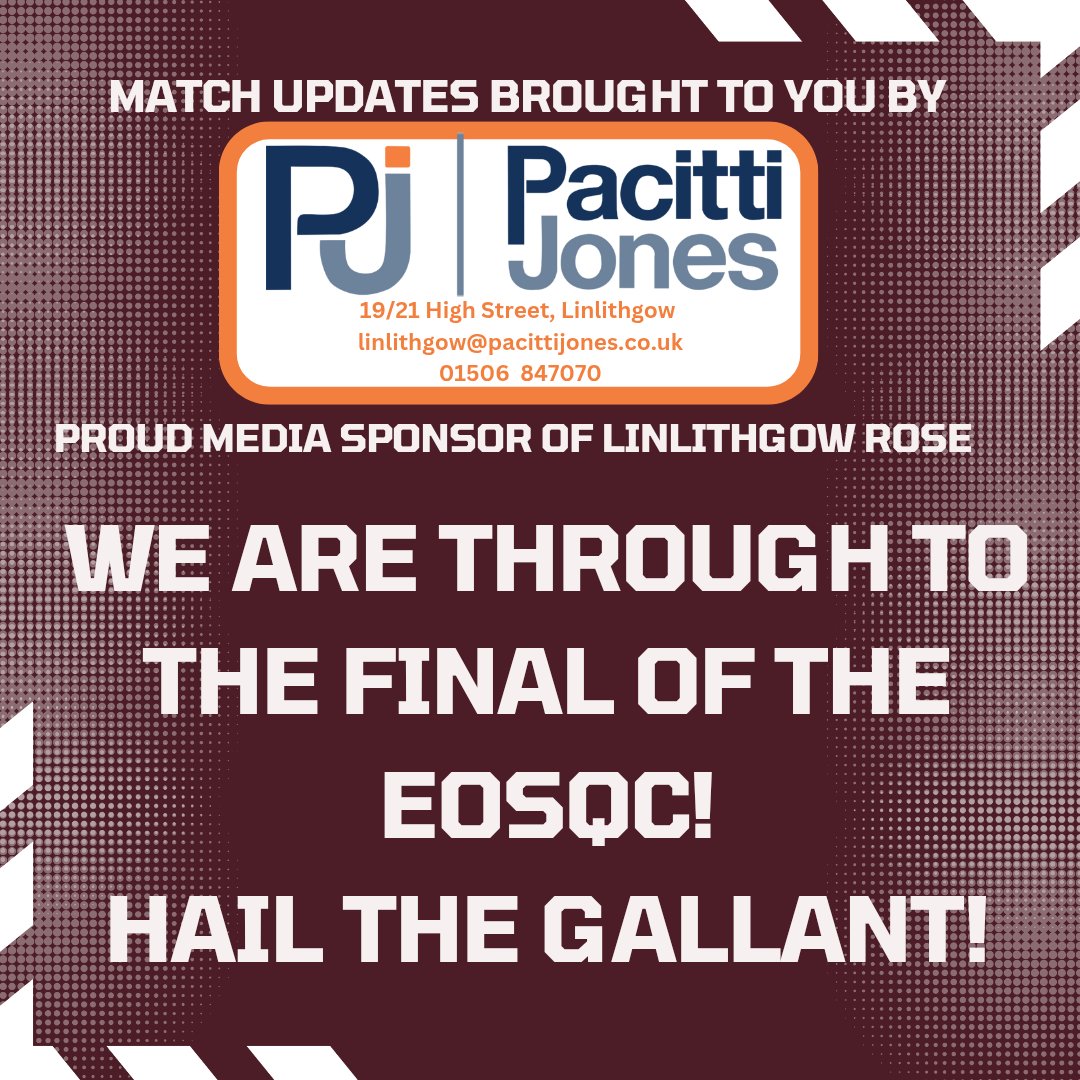 🌹🏆WE ARE THROUGH TO THE FINAL🏆🌹

Broxburn Athletic 1-6 Linlithgow Rose 

The Rose come from a goal down early in the first half to put out a fantastic display in the 2nd half. Goals from Maguire, Watson, Skinner, Cokesy Paterson and Devine  see us through to the final of the