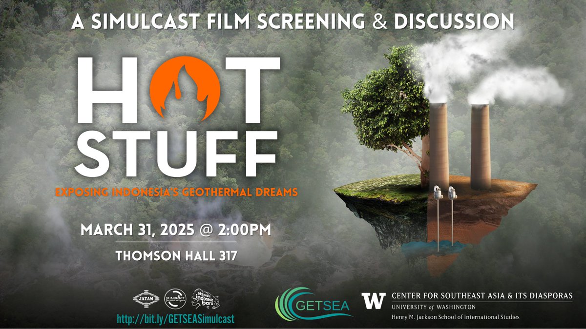Center for Southeast Asia & its Diasporas (@csead_uw) on Twitter photo Reminder to join us today, March 31, for a screening of the Indonesian documentary "Hot Stuff (Barang Panas)"
In-person | 2 p.m.
Thomson Hall (THO) 317
More: bit.ly/3FE4pWW
<a href="/GETSEA_/">GETSEA</a> <a href="/UWArtSci/">UW College of Arts & Sciences</a> <a href="/UW/">University of Washington</a> Reminder to join us today, March 31, for a screening of the Indonesian documentary "Hot Stuff (Barang Panas)"
In-person | 2 p.m.
Thomson Hall (THO) 317
More: bit.ly/3FE4pWW
<a href="/GETSEA_/">GETSEA</a> <a href="/UWArtSci/">UW College of Arts & Sciences</a> <a href="/UW/">University of Washington</a>