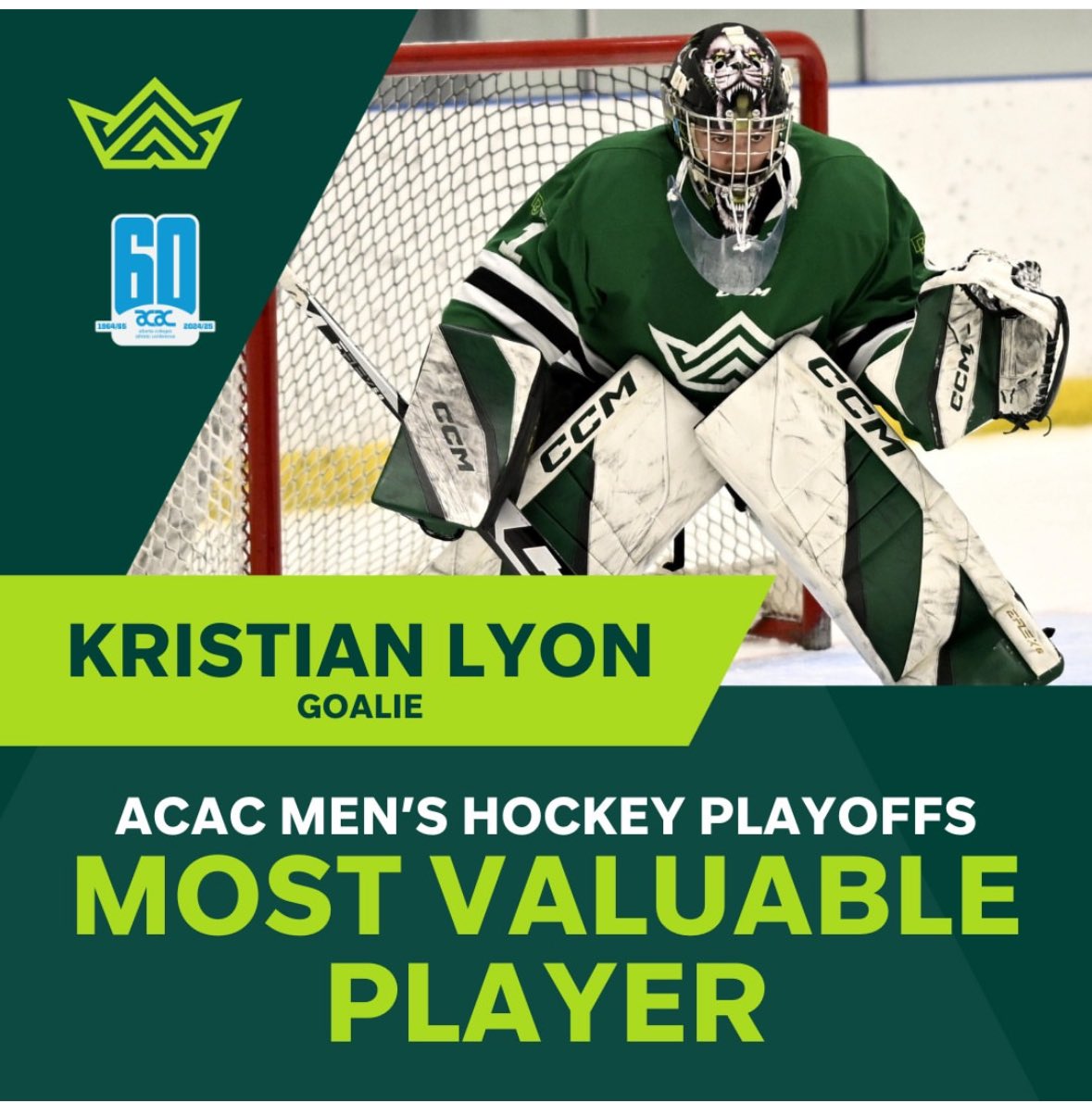 ๐ Red Deer Polytechnic Kings Hockey (@rdpkingshockey) on Twitter photo Congrats to the big cat, <a href="/RDPKingsHockey/">๐ Red Deer Polytechnic Kings Hockey</a> goaltender, Kristian Lyon. ACAC Playoff MVP. <a href="/klyon31/">Kristian Lyon</a> posted a 7 win/1 loss post-season record, with an impressive .937 save % and a 2.17 goals against average. Congrats to the big cat, <a href="/RDPKingsHockey/">๐ Red Deer Polytechnic Kings Hockey</a> goaltender, Kristian Lyon. ACAC Playoff MVP. <a href="/klyon31/">Kristian Lyon</a> posted a 7 win/1 loss post-season record, with an impressive .937 save % and a 2.17 goals against average.
