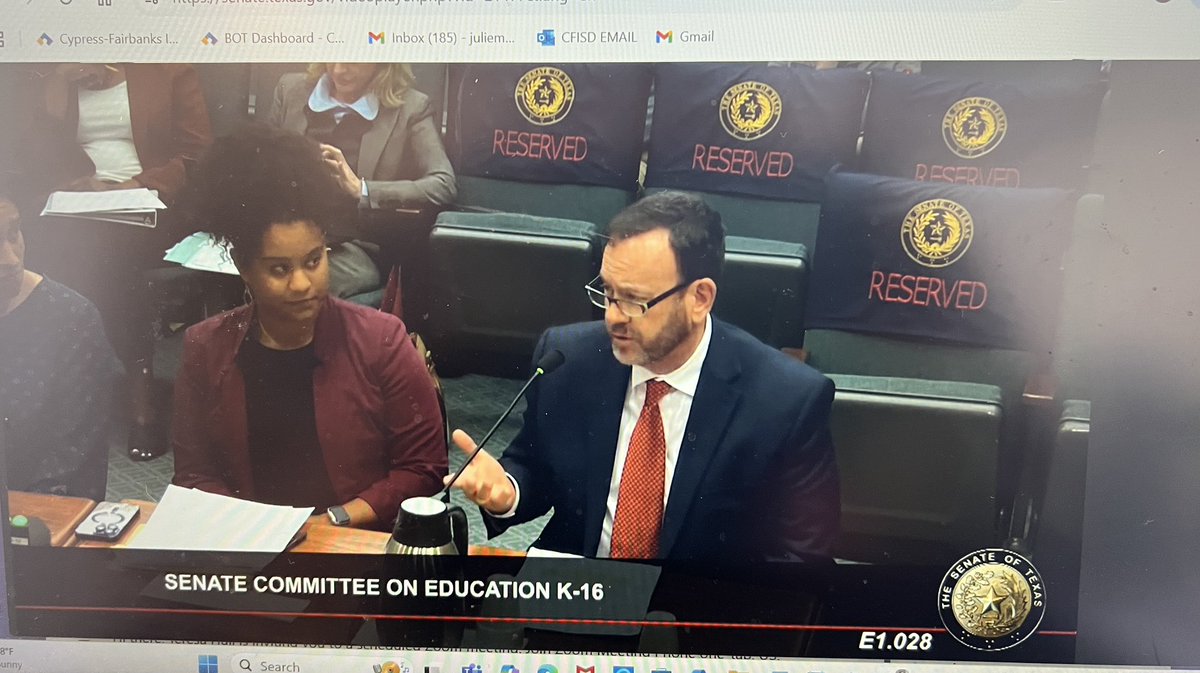 Julie Hinaman (@juliehinaman) on Twitter photo Switched over to watch the livestream of Senate Committee on Education and saw our <a href="/CyFairISD/">Cypress-Fairbanks ISD</a> Supt testifying on SB1871 regarding student discipline. #LocalControl
#BehavioralSpecialists #txed #txlege Switched over to watch the livestream of Senate Committee on Education and saw our <a href="/CyFairISD/">Cypress-Fairbanks ISD</a> Supt testifying on SB1871 regarding student discipline. #LocalControl
#BehavioralSpecialists #txed #txlege