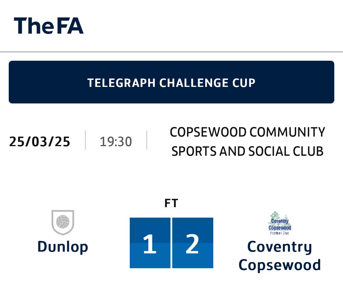 Coventry Telegraph Cup tweet media
