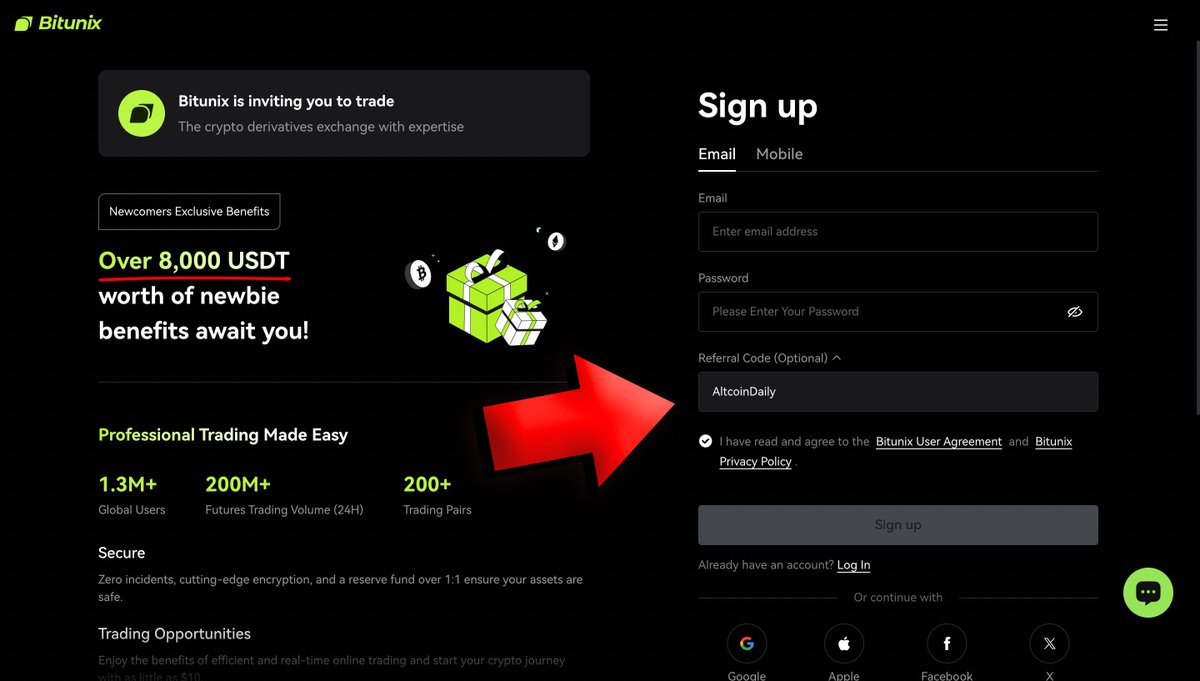 AltcoinDaily's tweet image. Attention Crypto Traders!

Get $8,000 in trading bonuses on Bitunix!

Plus $10 Free on sign up!

Limited-time Offer! Start now 👇
bitunix.com/register?vipCo…