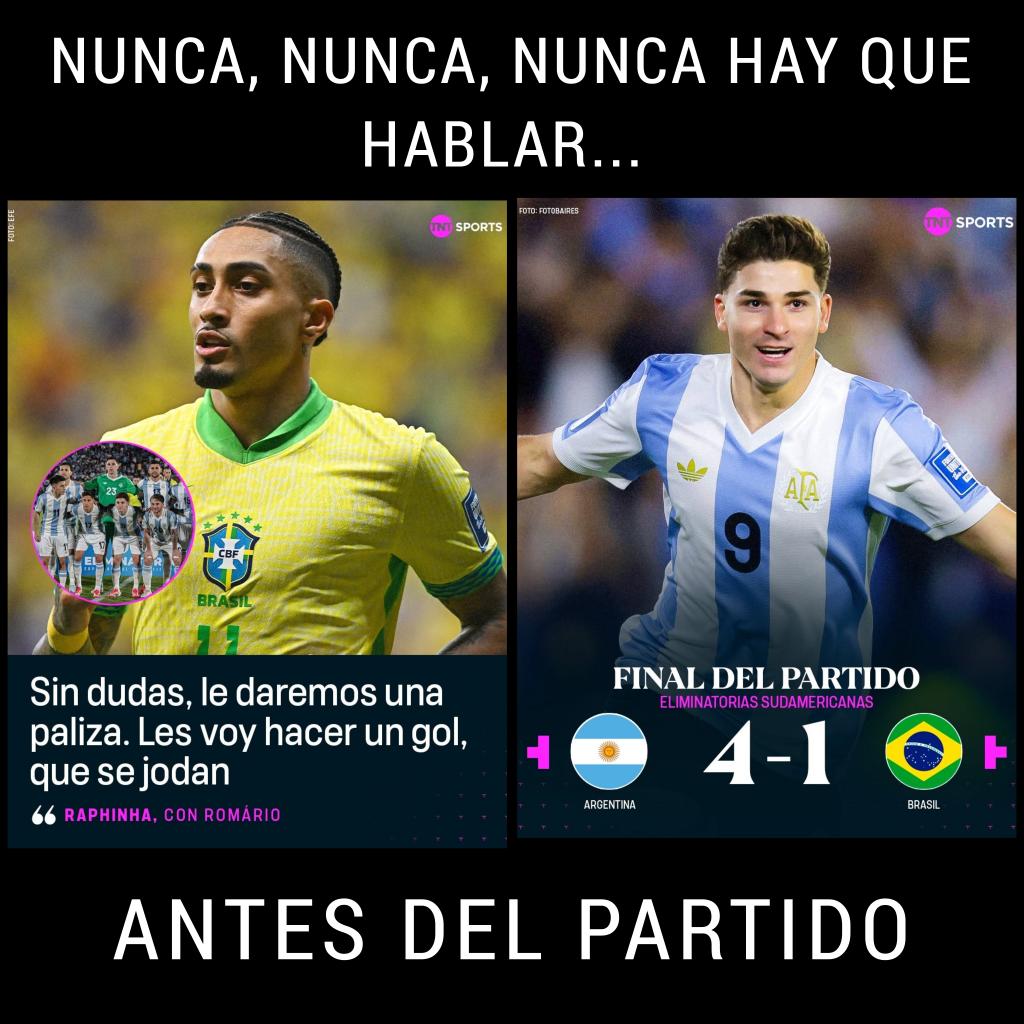 Guxt's tweet image. Creo que algunos aprendieron algo hoy. #argentina #brasil #goleada #julian #enzo #Raphinha #Simeone #Eliminatorias #campeones #respetenlosrangos #giulianosimeone