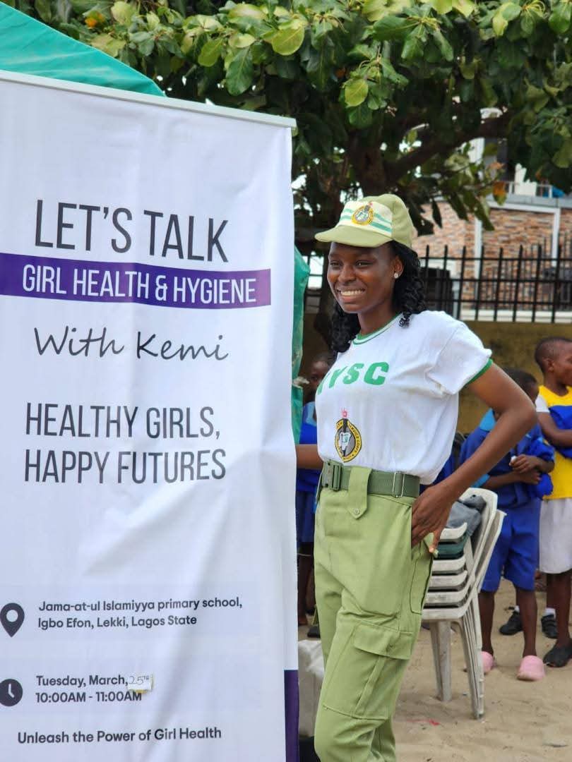 nysc360's tweet photo. CORPS MEMBER OLUWAKEMI IMPACTS HER HOST COMMUNITY
... Donates 100 Sanitary Pads and 10 School Uniforms

Driven by her passion for wellbeing of young girls in her host community, corps member Umole Favour Oluwakemi, LA/ 24B/ 0065 has embarked on a personal community development https://t.co/fOA1jKFR0K