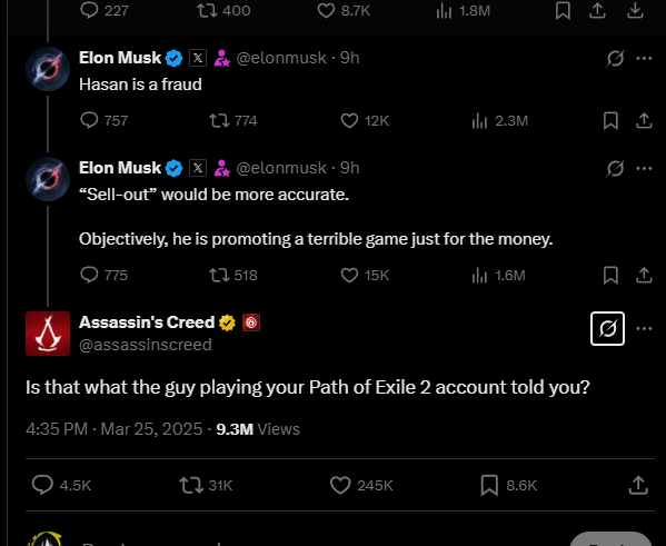 Notice how they are tweeting/liking tweets about Assassin's Creed instead of actually playing Assassin's Creed.