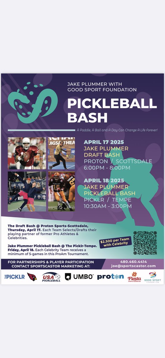 Jake Plummer (@snakestakes) on Twitter photo Hey Valley of the ☀️ If you play pickleball and want to support a great cause while playing with other <a href="/NFL/">NFL</a> legends then don’t wait and miss out! Sign up now and secure your spot! <a href="/AZCardinals/">Arizona Cardinals</a> <a href="/ASUFootball/">Sun Devil Football</a> #GoDevils #GoCards #GoPickleball Hey Valley of the ☀️ If you play pickleball and want to support a great cause while playing with other <a href="/NFL/">NFL</a> legends then don’t wait and miss out! Sign up now and secure your spot! <a href="/AZCardinals/">Arizona Cardinals</a> <a href="/ASUFootball/">Sun Devil Football</a> #GoDevils #GoCards #GoPickleball