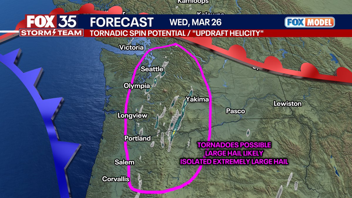 NbergWX's tweet image. Can't stress how wild the forecast is Wednesday afternoon and evening in the Pacific Northwest... Seattle to Eugene areas. Legit severe weather is likely with supercells and clusters of northward moving storms. Models are in agreement for an exceptionally rare day. In fact, there…