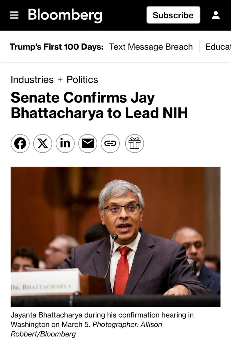4 years ago, Dr. Jay Bhattacharya was on a COVID blacklist on Twitter. Today, he was confirmed for Director of the NIH.