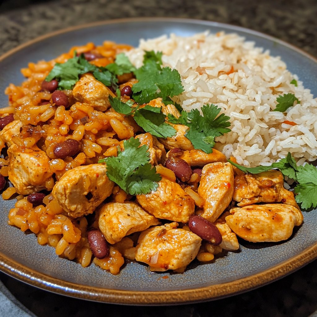 TaCuisine0's tweet photo. 🍊 Cilantro Orange Chicken with Rice &amp; Beans – A flavorful delight! https://t.co/bOxzO8L2E1