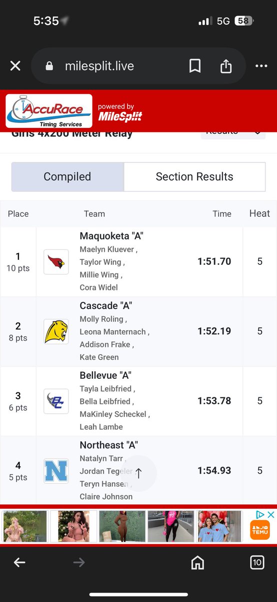 LadyCometsTF's tweet image. 4x200 runs an amazing race to finish  3rd place and new season PR. #morepoints
