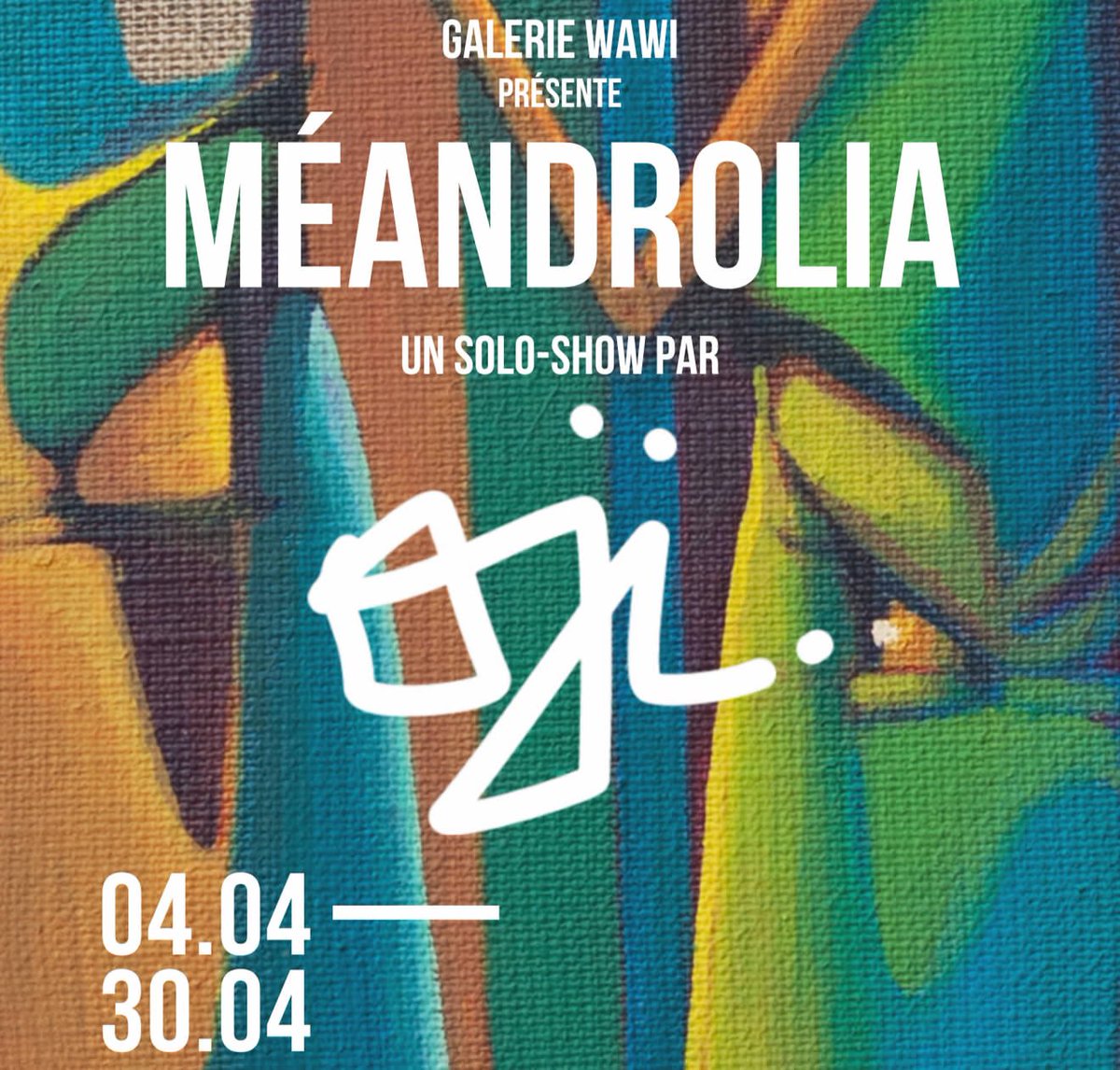 Nous sommes heureux de vous inviter au vernissage de l'exposition :
 
« Méandrolia »
 
L'artiste de street Art Oji, bien connu pour ses fresques urbaines monumentales, revient pour une troisième exposition personnelle :

Vernissage le vendredi 4 avril de 18h30 à 21h30