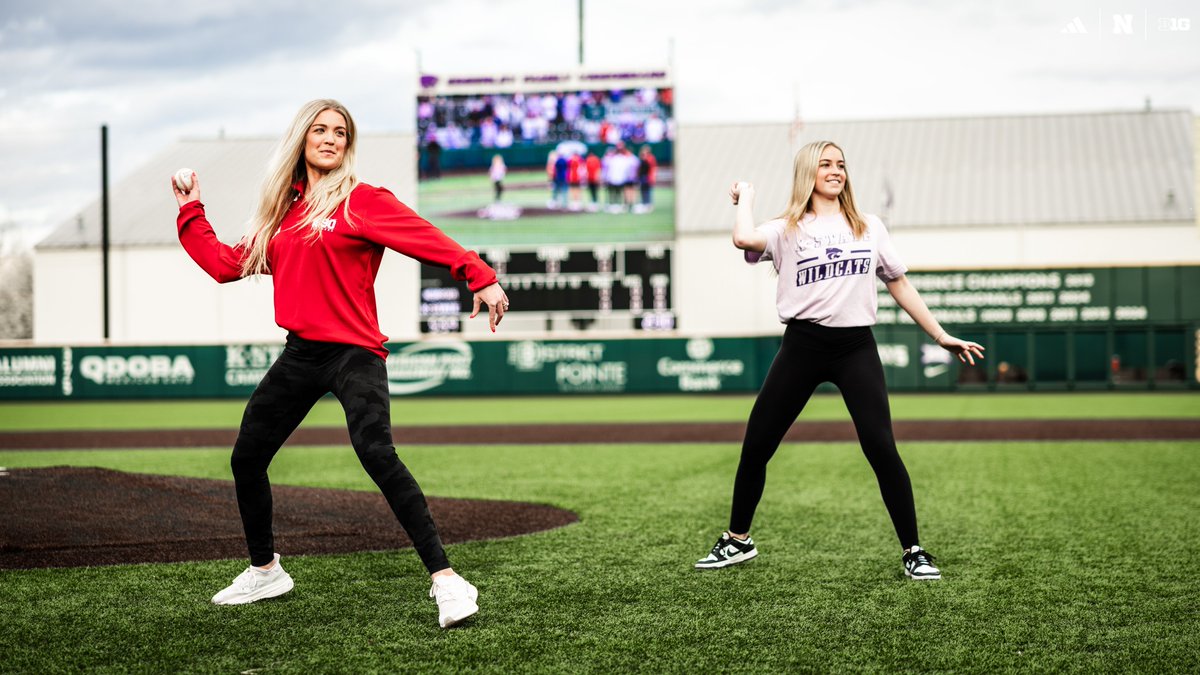 HuskerBaseball's tweet photo. Forever in our hearts. ❤️💜

Incredible gesture from @kstatesports having the Sharpe family out to throw tonight’s first pitch. https://t.co/9NaxgAzNga