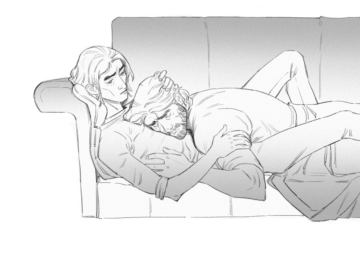 moonydrawin's tweet photo. #arcane #jayvik 
commission for sulkybender
 it's an illustration for their post-canon jayvik fanfic "but now it's morning" i strongly recommend reading!! pure gold hurt/comfort https://t.co/4HdVR8y1e3