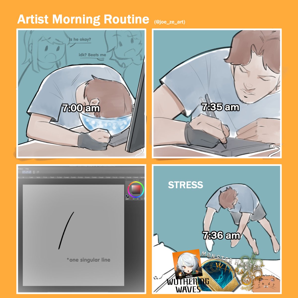 Average artist morning routine be like

#OC #meme