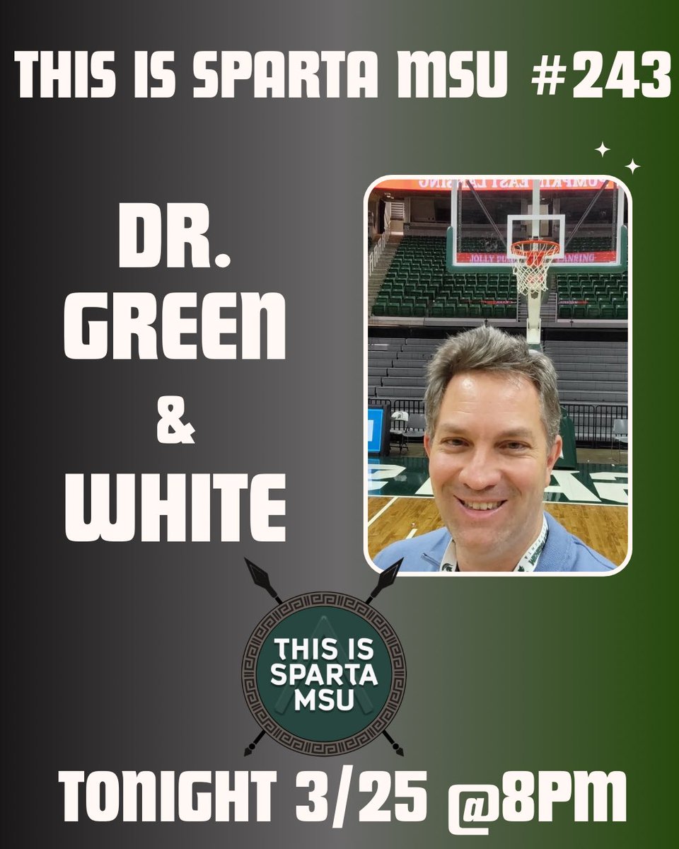 This is Sparta MSU Podcast (@thisisspartamsu) on Twitter photo We got the GOAT tonight! <a href="/SpartansRivals/">Spartans Illustrated</a> own DR. GREEN & WHITE. Don’t miss tonight’s podcast on our @Youtube channel THIS IS SPARTA MSU!!! T minus 30 minutes! GO GREEN!!!#msu We got the GOAT tonight! <a href="/SpartansRivals/">Spartans Illustrated</a> own DR. GREEN & WHITE. Don’t miss tonight’s podcast on our @Youtube channel THIS IS SPARTA MSU!!! T minus 30 minutes! GO GREEN!!!#msu