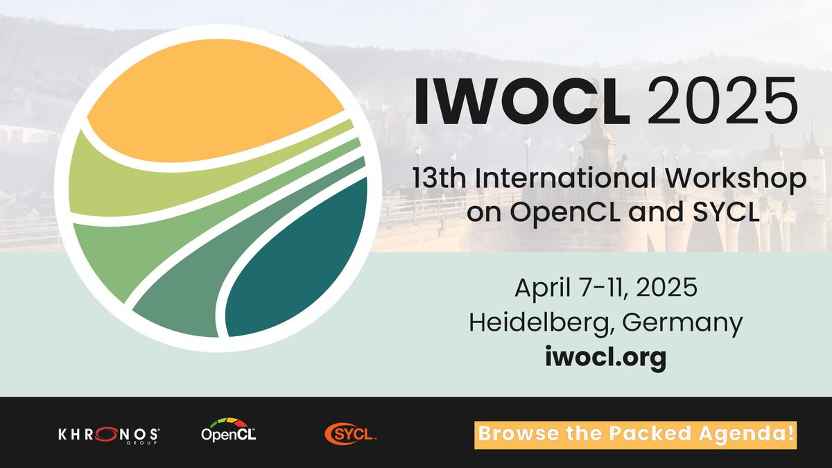 IWOCL (@iwocl) on Twitter photo Join us at the SYCL Hackathon (April 7-8, Heidelberg, Germany).
This two-day hackathon is designed for developers looking to deepen their expertise in SYCL. Then stay for IWOCL 2025, the three-day conference on #OpenCL & #SYCL. iwocl.org/iwocl-2025/con… <a href="/thekhronosgroup/">Khronos Group</a> Join us at the SYCL Hackathon (April 7-8, Heidelberg, Germany).
This two-day hackathon is designed for developers looking to deepen their expertise in SYCL. Then stay for IWOCL 2025, the three-day conference on #OpenCL & #SYCL. iwocl.org/iwocl-2025/con… <a href="/thekhronosgroup/">Khronos Group</a>