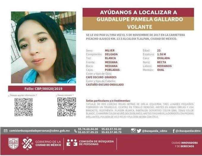 AztecaNoticias's tweet photo. Pamela Gallardo desapareció el 5 de noviembre de 2017 en la zona del Ajusco, en la #CDMX. Iba a un festival de música con dos amigos y su novio. Todos volvieron, menos ella.

Hoy, a 7 años y 4 meses de su #desaparición, su familia y madres buscadoras han vuelto a la zona para tratar de localizarla con apoyo de perros adiestrados.