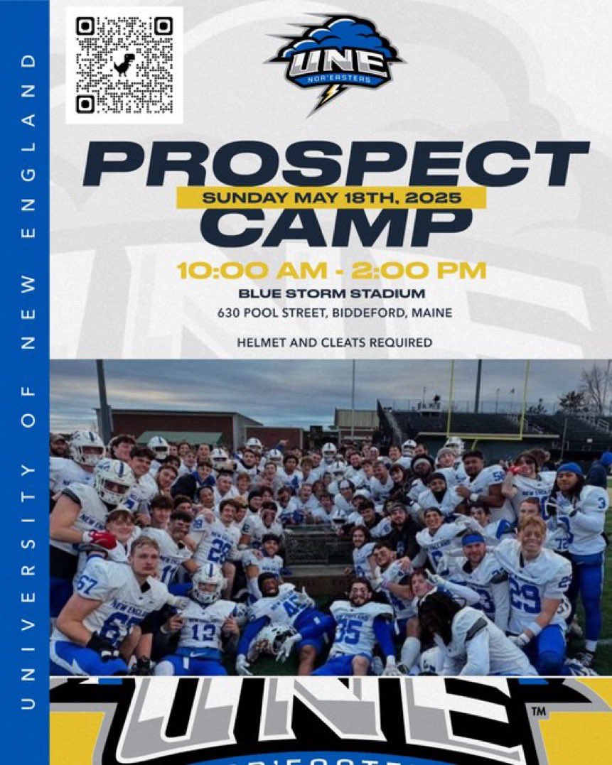 Thanks <a href="/coachyario/">Tom Yario</a> for taking a look at my film and inviting me to the <a href="/UNEfootball/">University of New England Football</a> prospect camp!