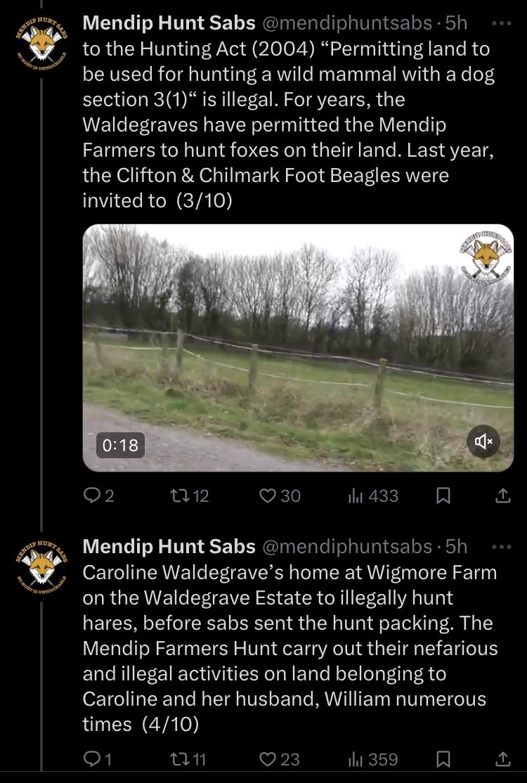 ActionHare's tweet photo. Hare killing crime gang, Clifton &amp; Chilmark Foot Beagles hunt on Waldegrave’s estate as well as the violent Mendip Farmers fox hunt. https://t.co/Z9d95l4NMu