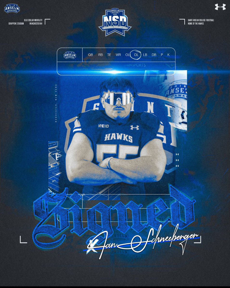 Ian Schneeberger (@ianschnee21) on Twitter photo Proud to announce my commitment to <a href="/STAHawksFB/">Saint Anselm Football π #BCM</a> Thank you to everyone whoβs been there supporting me on my journeyπ Bleed blue!
<a href="/CoachVic5/">Victor Davidson</a>
<a href="/derek_ivey61/">Derek Ivey</a> Proud to announce my commitment to <a href="/STAHawksFB/">Saint Anselm Football π #BCM</a> Thank you to everyone whoβs been there supporting me on my journeyπ Bleed blue!
<a href="/CoachVic5/">Victor Davidson</a>
<a href="/derek_ivey61/">Derek Ivey</a>
