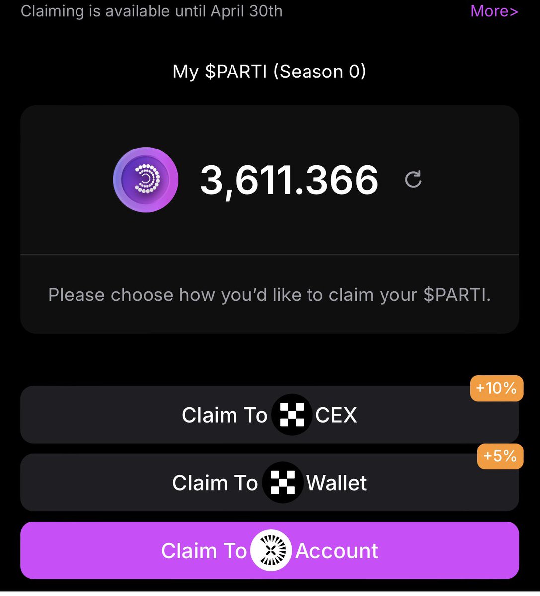 $PARTI 空投

連結： universaIx.app/grow/airdrop

Particle Network 空投可在 UniversalX 上申領 - UniversalX 是第一個以 Particle Network 的連鎖抽象技術為基礎的連鎖交易平台。在第 0 季中，下列人士可使用此空投：

-$PARTI Diamonds 持有者 (快照於 2025-03-24 07:00 AM (UTC+0)).
-$ALLY 持有者
