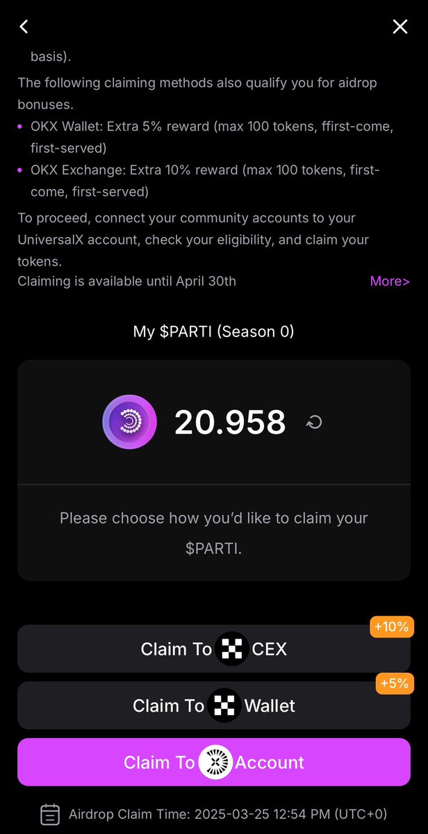 立即領取 Particle Network $PARTI #空投

在 UniversalX 上查看
連接 Testnet 帳戶 universaIx.app/grow/airdrop

領取：
universaIx.app/grow/airdrop

但它正在滾動等待，
存入 BNB 到 Universal 帳戶或使用 EVM 錢包領取