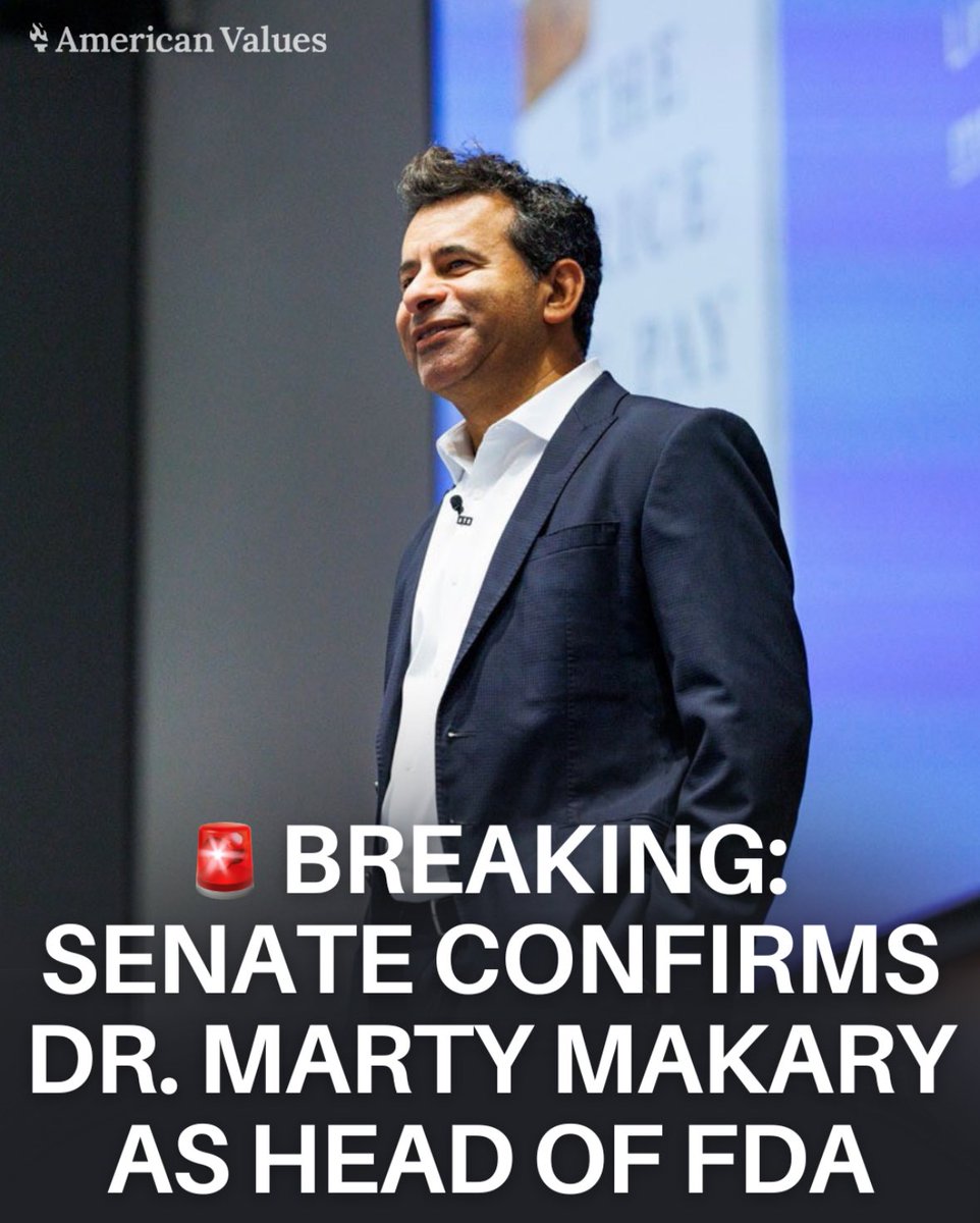 🔥 Dr. Marty Makary was just CONFIRMED as President Trump’s FDA Commissioner

Big Pharma’s stranglehold on public health is about to come to an end.

The poisoning of our children will end.

🧵THREAD