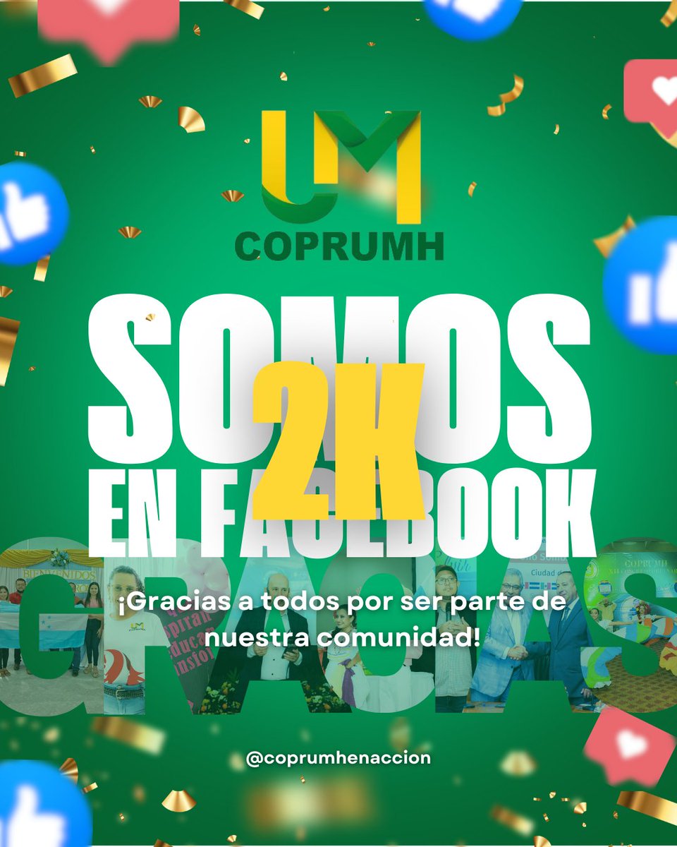 🎉 ¡Ya somos 2,000 en esta gran familia! 💙🙌

Queremos agradecer a cada uno de ustedes por ser parte de COPRUMH y por seguirnos en este camino de la mano de Dios. 📚✨ Su apoyo nos motiva a seguir trabajando en beneficio del magisterio hondureño.

#GraciasPorSerParte #COPRUMH