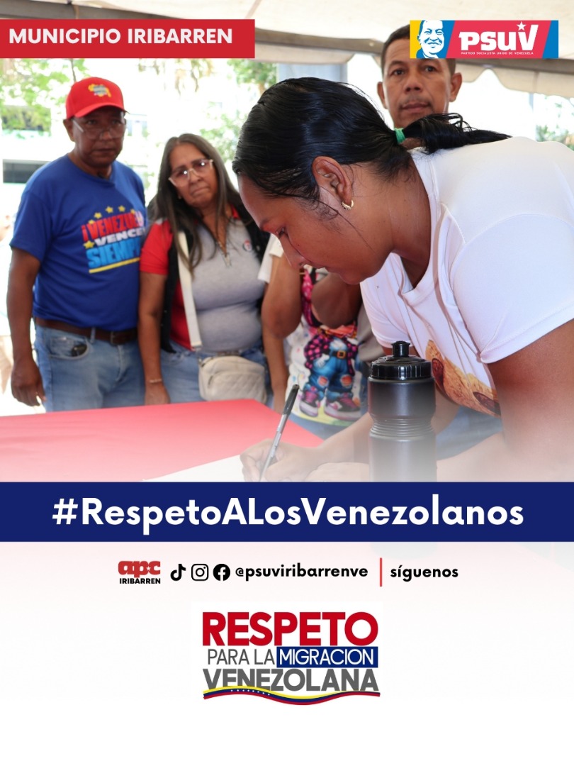 PsuvUnionve's tweet photo. El pueblo de Iribarren expresa su respaldo a los migrantes venezolanos, a través de la recolección de firmas, para exigir respeto, justicia porque #RespetoALosVenezolanos https://t.co/vzimhB0jIC